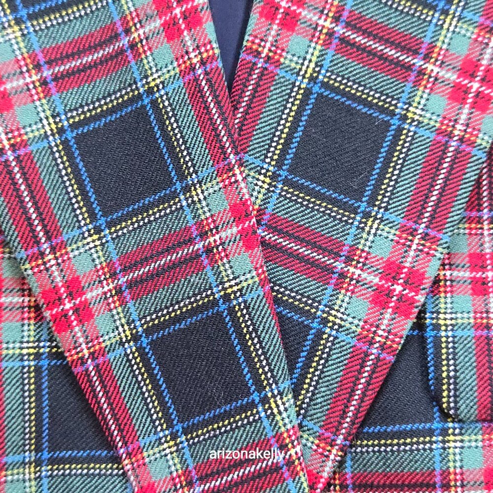 NWOT J. Crew Shrunken Blazer in Black Stewart Tartan Plaid Wool Blend 0 - Picture 15 of 16